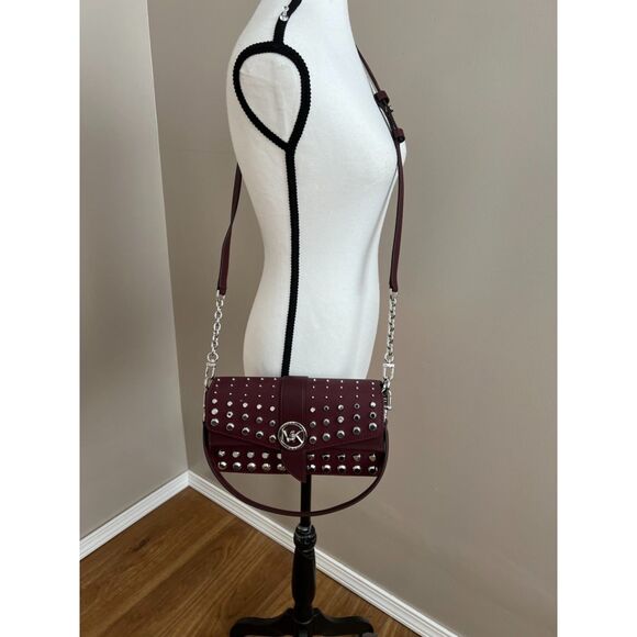 NWOT Michael Kors Greenwich studded leather convertible shoulder bag in … - Picture 1 of 11